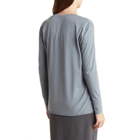 JAMES PERSE WOMEN NWT V-NECK DROP SHOULDER L/S COTTON ARSENIC TOP. SIZE 1 (S) - Picture 2 of 11